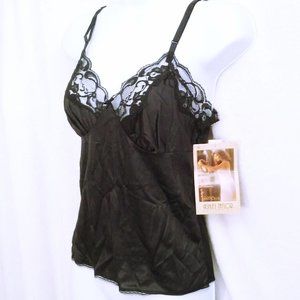 NWT Deadstock 80s Ashley Taylor Camisole -S(4/6) Black Lace Lingerie Strappy Top